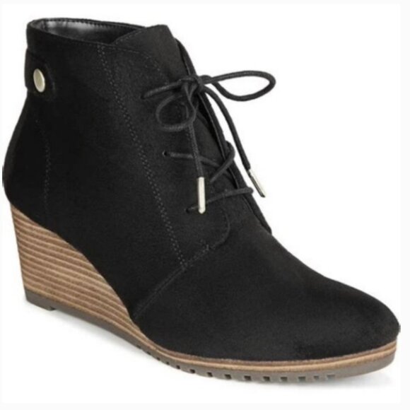 Dr. Scholl’s Conquer Black Wedge Heel Lace-up Booties - 10M - Picture 2 of 14